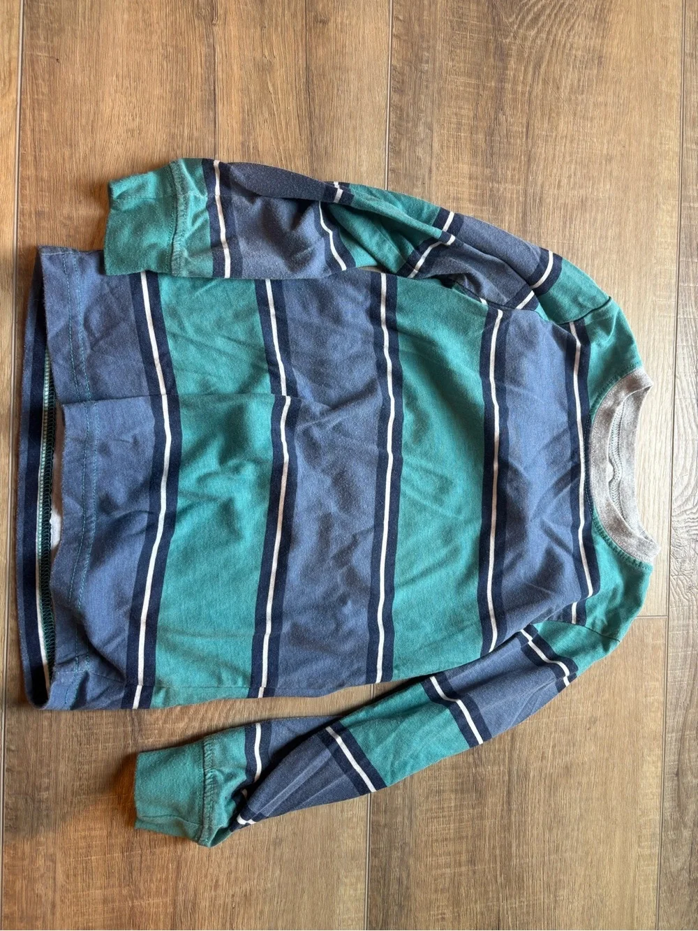 Kids Long-Sleeve Stripe & Graphic Shirt Bundle - Blue, Teal, Navy (5!)